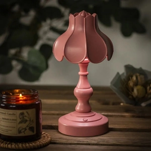 Luce notturna a LED rosa a forma di petalo con luce calda e stile retrò vintage