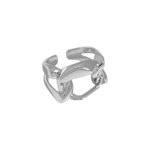 Minimalist S925 sterling silver chain link ring with a sleek polished hollow design