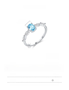 Detailed size chart for S925 sterling silver ring with blue crystal measurements