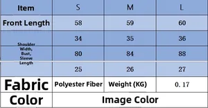 Size chart showing S, M, L dimensions for polo collar knit top with fabric details