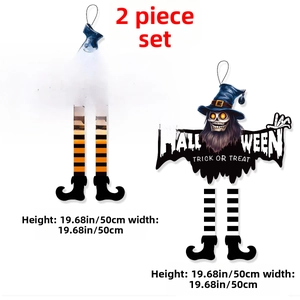 Halloween hanging decorations set featuring pumpkin bat and skull designs for party decor