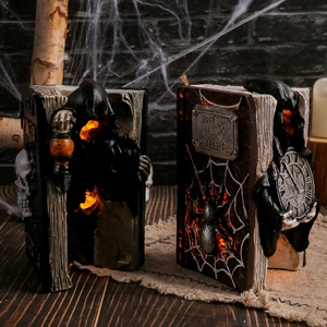 Ghost book resin statues with LED lights and Book of Shadows engraving for Halloween