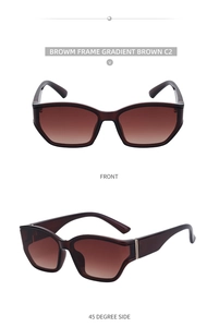 Front and 45-degree side view of brown frame sunglasses with gradient lenses C2