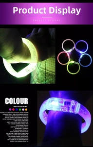 Detailed view of LED sports wristbands in six vibrant colors for night running safety