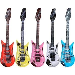 Five colorful inflatable PVC rock guitars for parties and stage props in various bright tones