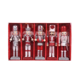 Nutcracker Soldier Ornaments Wooden Glitter Hanging Decorations Desktop Figures Traditional Christmas Holiday Decor