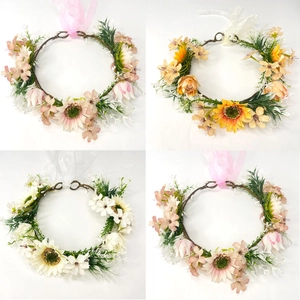 Floral sunflower headbands set for festival parties and bohemian travel photography