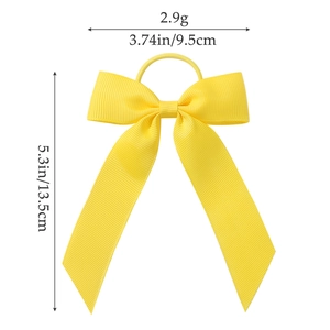 Chouchou avec nœud en ruban gros-grain jaune pour filles avec de longs rubans pendants