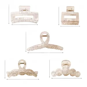 Detailed size specifications for iridescent acrylic hair claws with multidimensional finish