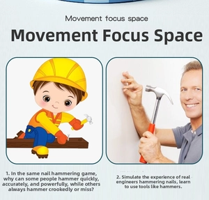 Detail of wooden hammer toy set showing hand-eye coordination training for toddlers