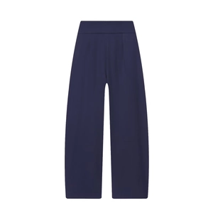 Damen Hose mit hoher Taille in Dunkelblau, Ballon-Passform mit Plissee-Details