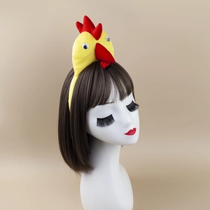 Serre-tête coq jaune en peluche avec crête rouge pour déguisements enfants et fêtes