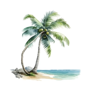 Adhesivo de pared impermeable de palmera playera para baño con dibujo de océano