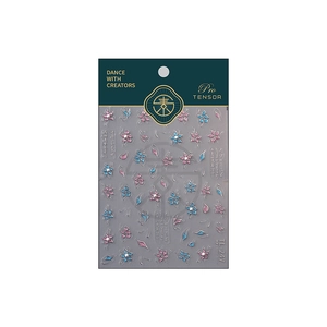 Adesivi per unghie 3D TL-247 con motivi floreali rosa blu e dettagli di perle