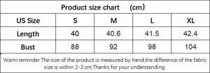 Detailed product size chart for the ruffle sleeve backless top with specific cm measurements