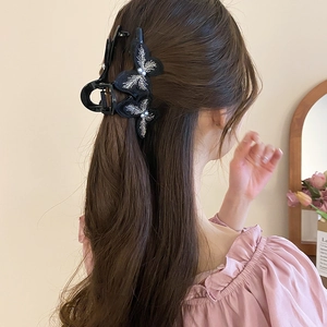 Lace butterfly hair claw clip with pearls for vintage elegant updo hairstyles