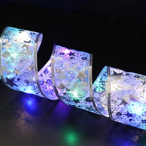 Double-layer gold-stamped LED ribbon string light with blue mesh and star patterns