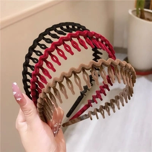Flocking Velvet Non-slip Headband With Teeth Thin Retro Hair Hoop For Women Girls Elegant Styling Accessory