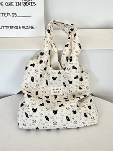 Borsa tote in tela con gatto dolce grande borsa a spalla per uso quotidiano