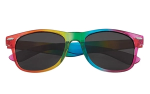Stylish rainbow frame sunglasses with dark lenses for parties and outdoor festivals
