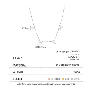 Élégant collier en argent 925 avec pendentif lettre MAMA sur une chaîne fine et minimaliste