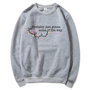 Grey long sleeve sweatshirt with Jingle some of the way festive print text and lights