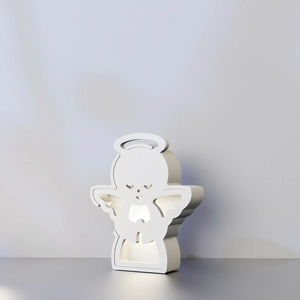 Minimalist white angel LED silhouette lamp with warm light for festive home decoration