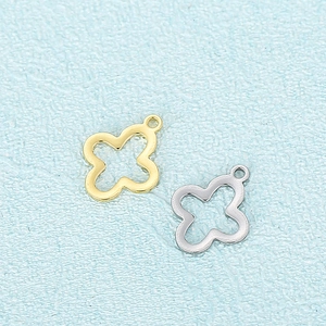 Golden and silver four-leaf clover hollow metal pendants for necklace and bracelet jewelry
