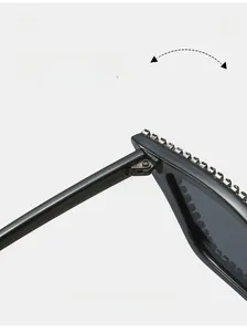 Close-up of durable metal texture hinge on cat eye diamond sunglasses frame