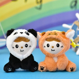 Macro view showing the soft texture and embroidery of cute plush doll charms