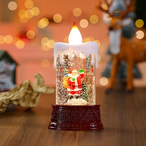 Lanterna a candela LED con globo di neve e Babbo Natale per decorazione natalizia da tavolo