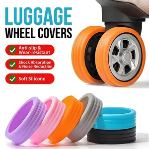 Universal silicone suitcase wheel covers in multiple colors for noise reduction