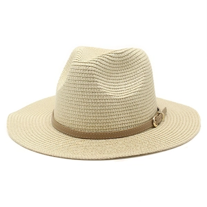 Cappello Fedora In Paglia Spiaggia Estate Protezione Solare Traspirante Tesa Larga Stile Jazz Con Fascia In Pelle Per Donna Uomo