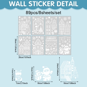 Christmas white static window stickers featuring Santa Claus and reindeer on 8 sheets