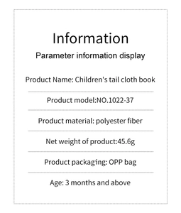Specifications for the polyester fiber baby cloth book with net weight and age range