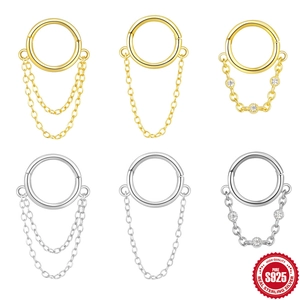 Orecchini A Cerchio In Argento Sterling 925 Con Nappa A Catena E Zirconia Gioielli Per Piercing Cartilagine