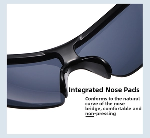 Detail of integrated nose pads on black sports sunglasses for ergonomic comfort
