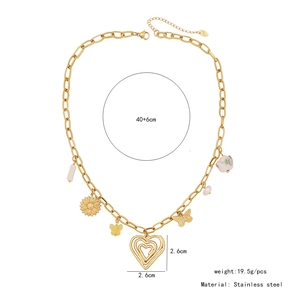 Dimensions détaillées pour collier multi-pendentifs en acier inoxydable doré