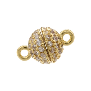 18K gold plated 6mm magnetic clasp with micro-paved cubic zirconia for jewelry making