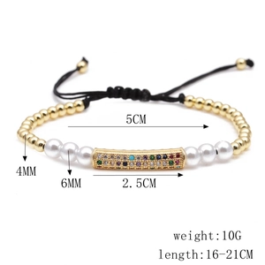 Detailed dimensions of handmade woven bracelet with 4mm copper and 6mm faux pearls