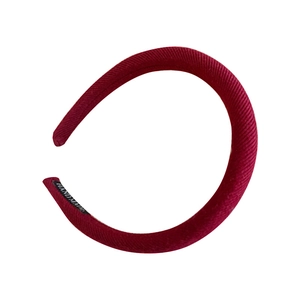 Vintage red corduroy padded headband for women with a high top minimalist design