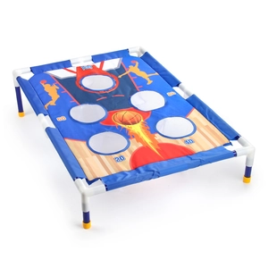 Kids basketball scoring bean bag toss game set with five target pockets for indoor play