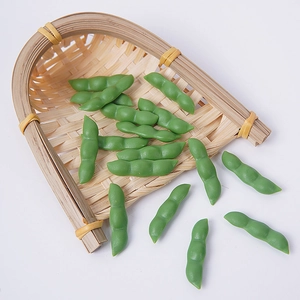 Realistic mini PVC green soybean pods model for DIY hair clips and earring crafts
