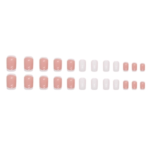 Unghie finte French rosa e bianche classiche, set da 24 pezzi in varie dimensioni