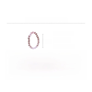 Detailed view of pink cat eye stone beads with a round texture and clear light band