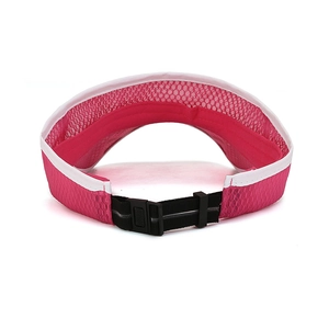 Breathable rose red mesh visor hat for kids with adjustable black buckle and white trim