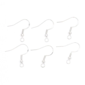 Silver U-shaped ear hook with ball and spring detail for DIY earring making