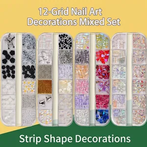 3D Nail Art Decoration Kit Mixed Resin Flowers Rhinestones Butterfly Bow Charms For Manicure DIY Beauty Accessories