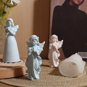 DIY Silikonform für europäische 3D betende Engel Kerzen und Gipsstatuen im Set