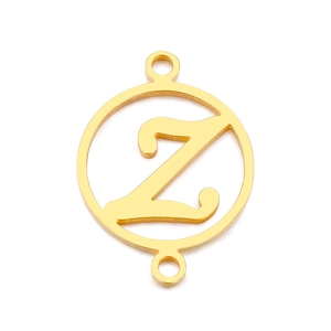 Polished gold stainless steel double-ring hollow letter Z pendant connector for DIY jewelry